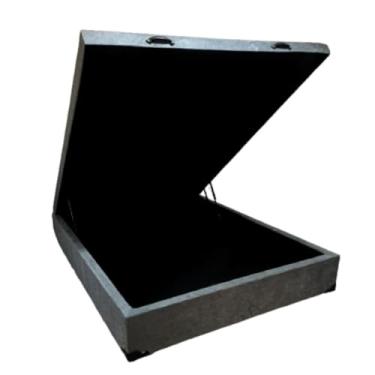 Imagem de Cama Box Baú Casal 1,38 x 1,88 c/ 48cm de altura total aprox. Suede Cinza