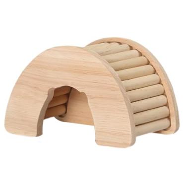 Imagem de Bothyi Acessório para gaiola de esconderijo de casa de madeira para hamster, descanso para brincar de gerbils, decoração de habitat para cabana de hamsters, Arco