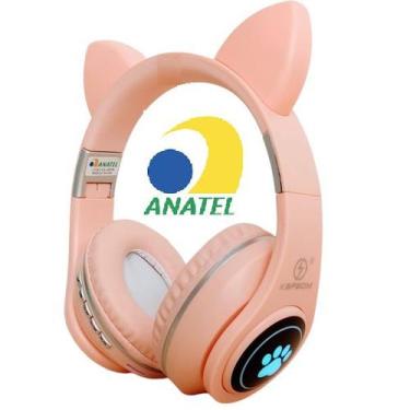 Imagem de Fone De Ouvido Bluetooth Led Orelha Gato Iuz Headphone - KapBom