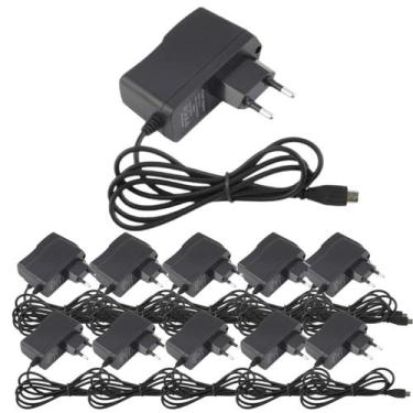 Imagem de Kit 10 carregador 5v 2a micro usb v8 bivolt para celular caixa de som 