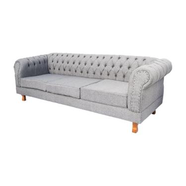 Imagem de Novo Encanto, SOFÁ DUQUE 2.30M COM 3 ASSENTOS LINHO CINZA - /SOFÁ - SALÃO - TV - CHESTERFIELD