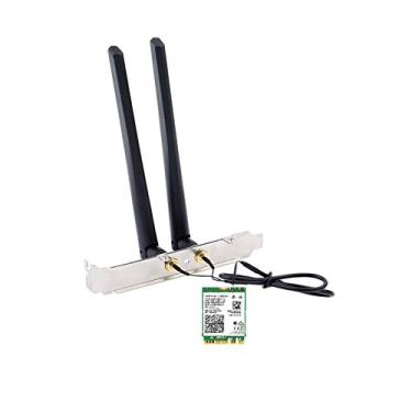 Imagem de Cartão WiFi AX210NGW DTK WiFi 6E suporta 6GHz, 2230, 2x2 AX+BT 5.3 + Tri-Band, inclui cabo RF (27.9 cm), antenas de alto ganho 5dBi e suportes de baixo perfil