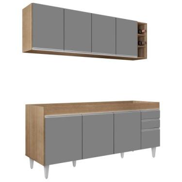 Imagem de Armário Nevada e Balcão para Pia 180cm Dallas Castanho/Cza - Lumil - L