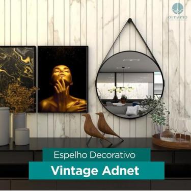 Imagem de Espelho Decorativo Redondo 60cm com Alça - Ornamo Decor, Preto
