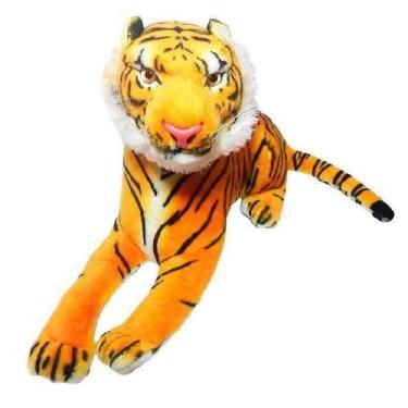 Imagem de Tigre de Pelúcia Real Amarelo 45 Cm Antialérgico - Mirante Brasil