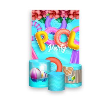 Imagem de Painel De Festa Vertical 1,50 x 2,20 + Trio De Capas Cilindro - Pool P