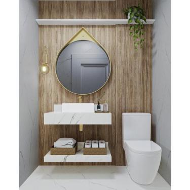 Imagem de Prateleira em Porcelanato para Banheiro 80cm Branco - Darabas Agardi