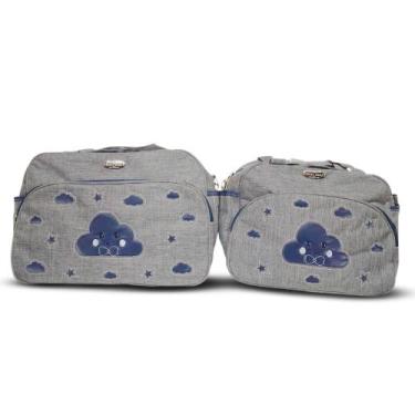 Imagem de Kit Sacola Maternidade Infantil Com Frasqueira Mave Baby, Cinza Azul M
