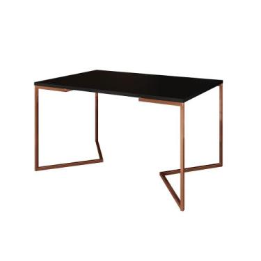Imagem de Mesa Jantar Industrial Retangular 137x90cm Preta Base Cobre V - Up Hom