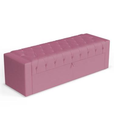 Imagem de Calçadeira Báu King Size Atena 195cm Capitonê Suede Rosa - Desk Design