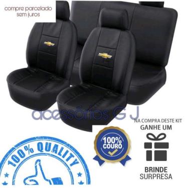 Imagem de capa para banco de carro 100% em couro preto para prisma 2013 - acc gj