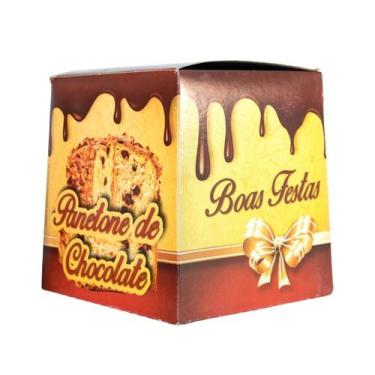 Imagem de Caixa Embalagem P/ Panetone ou Chocotone 50 Unidades Boas Festas Feliz