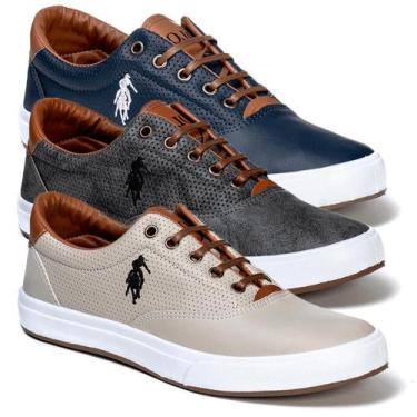 Imagem de kit 3 pares do tenis masculino Polo Open casual dia a dia sapatenis ca