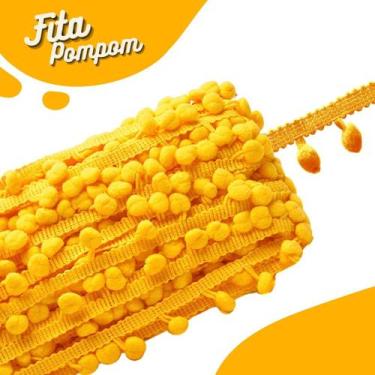 Imagem de Fita Pompom Amarelo Ouro 20mm Rolo Com 25 Metros - Nybc