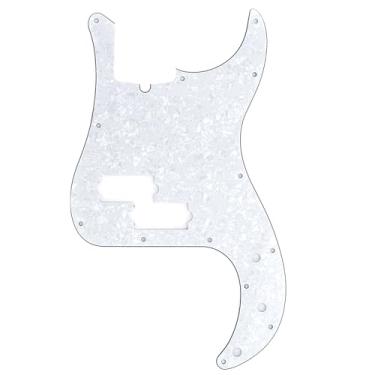 Imagem de Musiclily Pro 13 Furos Estilo Moderno Escudo Baixo Pickguard para Americana Precision Bass 4 Cordas, 4 Camadas Branco Perolado