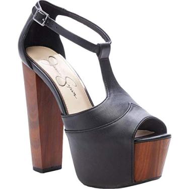 Imagem de Jessica Simpson Sandália feminina Dany 3 com salto floral, Preto, 40