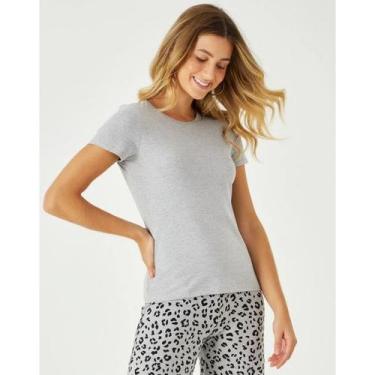 Imagem de Blusa Feminina Básica Cotton Light Malwee Ref. 04500, Cinza claro, G