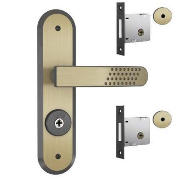 Imagem de Fechadura Kit Segurança Trava Tetra 1800/21 Oxidado Stam, Dourado