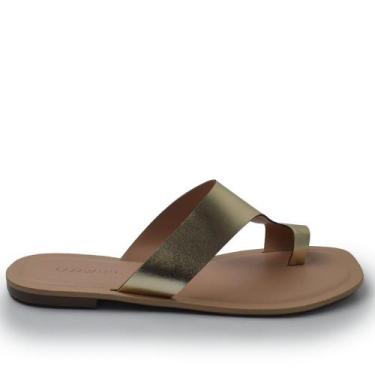 Imagem de Sandália Rasteira Cazzualen Feminina 117.721, 37, Dourado