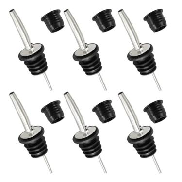 Imagem de 12 peças de bico de bebida e adaptadores, despejadores de garrafa para bicos de velocidade de álcool, bico de azeite de oliva de aço inoxidável, despejadores de licor para bebidas alcoólicas, xarope