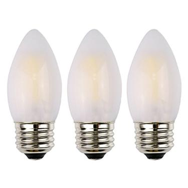 Imagem de OPALRAY Lâmpada de candelabro LED C35, regulável 2W, equivalente incandescente 25W, luz branca quente alta CRI, caixa de vidro fosco, base média E26, ponta de torpedo, pacote com 3