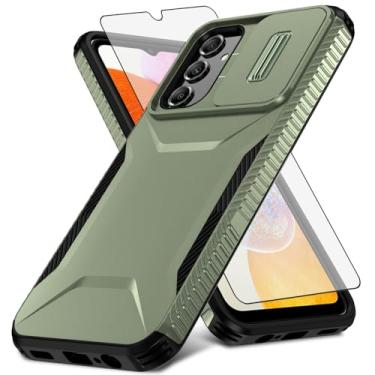 Imagem de Asuwish Capa de telefone para Samsung Galaxy A14/M14 5G com protetor de tela de vidro temperado e capa de câmera deslizante híbrida robusta à prova de choque acessórios para celular A 14 4G 14A 14M G5