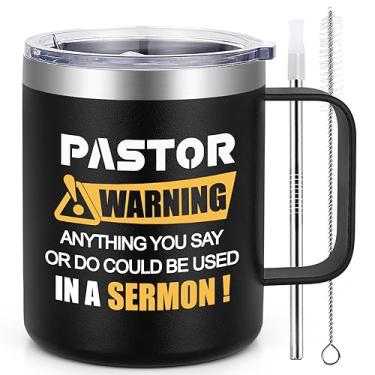 Imagem de LiqCool Presentes de agradecimento de pastores, presentes de pastor para homens e mulheres, caneca de café isolada com aviso de pastor - 340 g, presentes engraçados para pastor, presentes de pastor