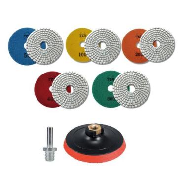 Imagem de 5 LixaS Diamantada Polir Mármore Granito Porcelanato + Suporte - tcrab