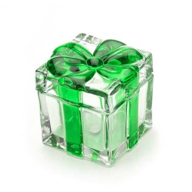 Imagem de Gkesgm Açucareiro de vidro de cristal pesado com tampa de laço, caixa de armazenamento de biscoitos de doces de casamento, bandeja de doces decorativa, verde