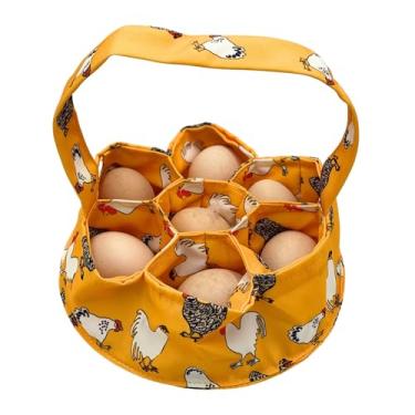 Imagem de Cesta/bolsa grande para coletar ovos (com 7 bolsas) - Avental de lona fresca e durável, porta-ovos, colecionador e recipiente para coleção de ovos de pato, galinha, ganso