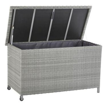 Imagem de Banco Baú Para Jardim Fibra Cinza Importado - 120x68x60 Cm - Nattural 