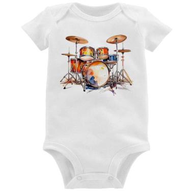 Imagem de Body Bebê Bateria Watercolor - Foca na Moda, Branco, P