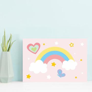 Imagem de Placa Decorativa MDF Infantil Arco Íris 30x40cm - Quartinhos