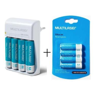 Imagem de Carregador De Pilhas + 8 Pilhas AA Recarregáveis 2500 mah 1.2v Multila