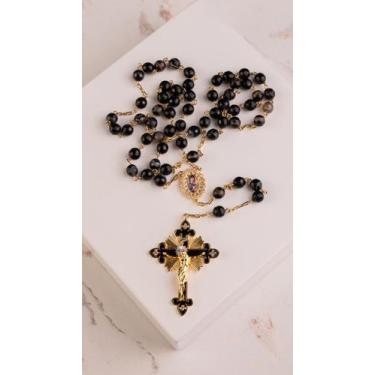 Imagem de Terço Olho de Boi Banhado a Ouro 60 cm - Belena