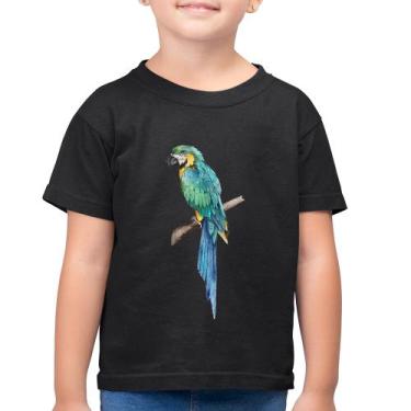 Imagem de Camiseta Algodão Infantil Arara Azul - Foca na Moda, Preto, 12