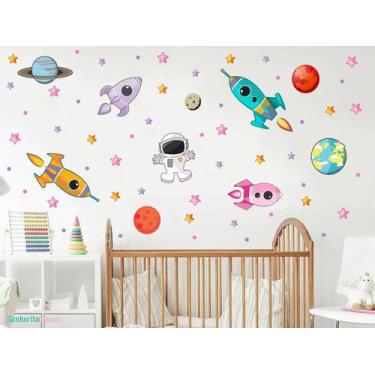 Imagem de Adesivo De Parede Infantil Planetas Astronauta Foguetes - Adesivos Kig