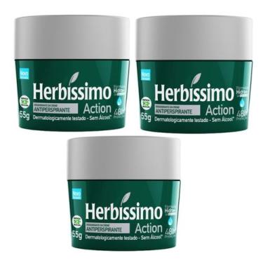 Imagem de Kit 3 Desodorante Creme Action Herbíssimo 55G - Dana - Dana Cosméticos