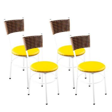 Imagem de 4 Cadeiras Branca Para Cozinha Viena Avelã - Laumar, Amarelo
