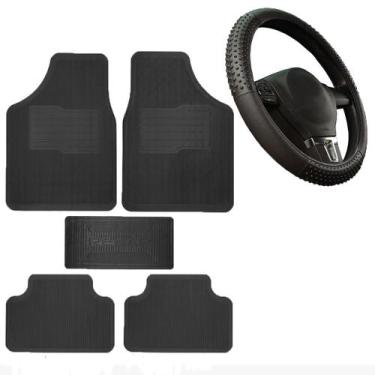 Imagem de kit jogo tapete automotivo carro borracha + capa de volante - rekar, u