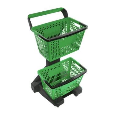 Imagem de Carrinho de Compras Preto Com Cestos D-500 12kg Removíveis Verde - Del