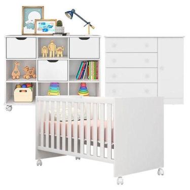 Imagem de Berço Americano 100 Com Rodízios E Cômoda 2561 Com Nicho Organizador 3