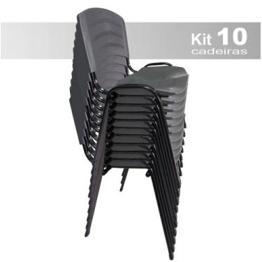 Imagem de kit 10 Cadeira Empilhavel Iso Plástica Fixa Cadeiras Para Igreja Escri