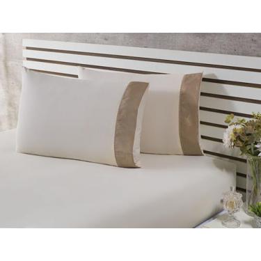 Imagem de 2 Fronhas King 50cmx90cm 100% Algodão 200 Fios  Palha Barrado Jacquard