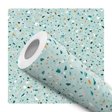 Imagem de Papel de Parede Vinílico Terrazzo Granilite Verde Quarto Sala 12m - DE