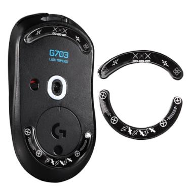 Imagem de immoenuc Patins de mouse de vidro para Logitech G703 / G603 / G403 mouse sem fio para jogos pés pads suaves duráveis acessórios para mouse de jogo (padrão de impressão)