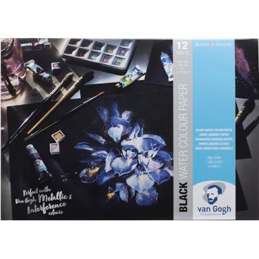 Imagem de Van Gogh Bloco de papel aquarela, 63,5 kg, papel preto, 12 folhas, 29,7 cm x 42 cm / A3