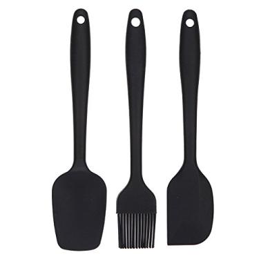 Imagem de Seribrmo Conjunto de espátula de silicone resistente ao calor de 3 peças, conjunto de utensílios de cozinha de silicone antiaderente com diferentes formas, espátula de mistura para gelar, regar,