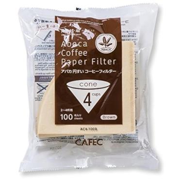 Imagem de Filtro de café | CAFEC Pacote com 100 filtros de papel de café descartáveis em formato de cone V60 02 estilo universal, 2 a 4 xícaras, feito de polpa virgem refinada ecológica (marrom) copo 4 |