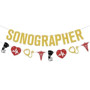 Imagem de Faixa de ultrassonografia, decorações de festa de formatura de tecnologia de ultrassom, suprimentos de festa de formatura do futuro ultrassonografista, ultrassonografia médica de diagnóstico,
